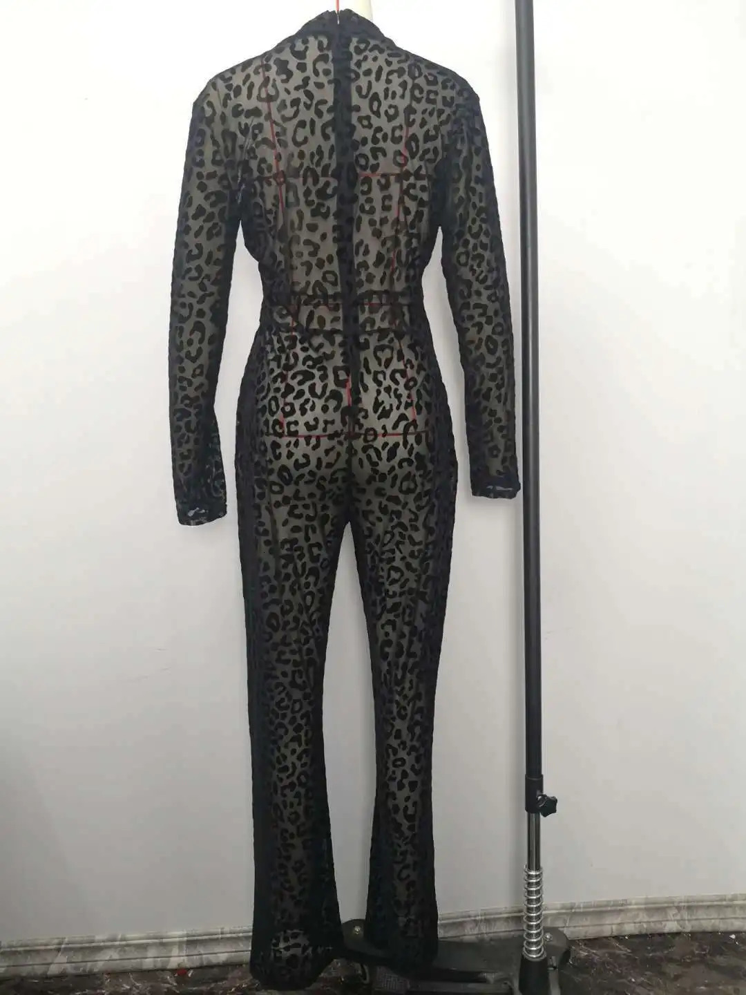 Prowow Sexy Sheer Mesh Womens Jumpsuits Black Long Sleeve Zipper Slim Fit Female Party Nightclub Wear One-piece Romper Clothing 250220