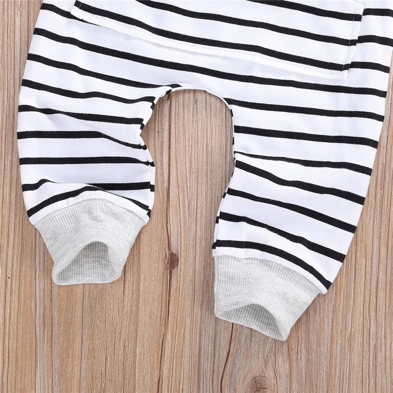 0-24Months Baby Boys Spring Autumn Clothes Sets Pullover Sweatshirt Tops Solid Black Striped Pants Trousers Baby Boys Outfits 250219