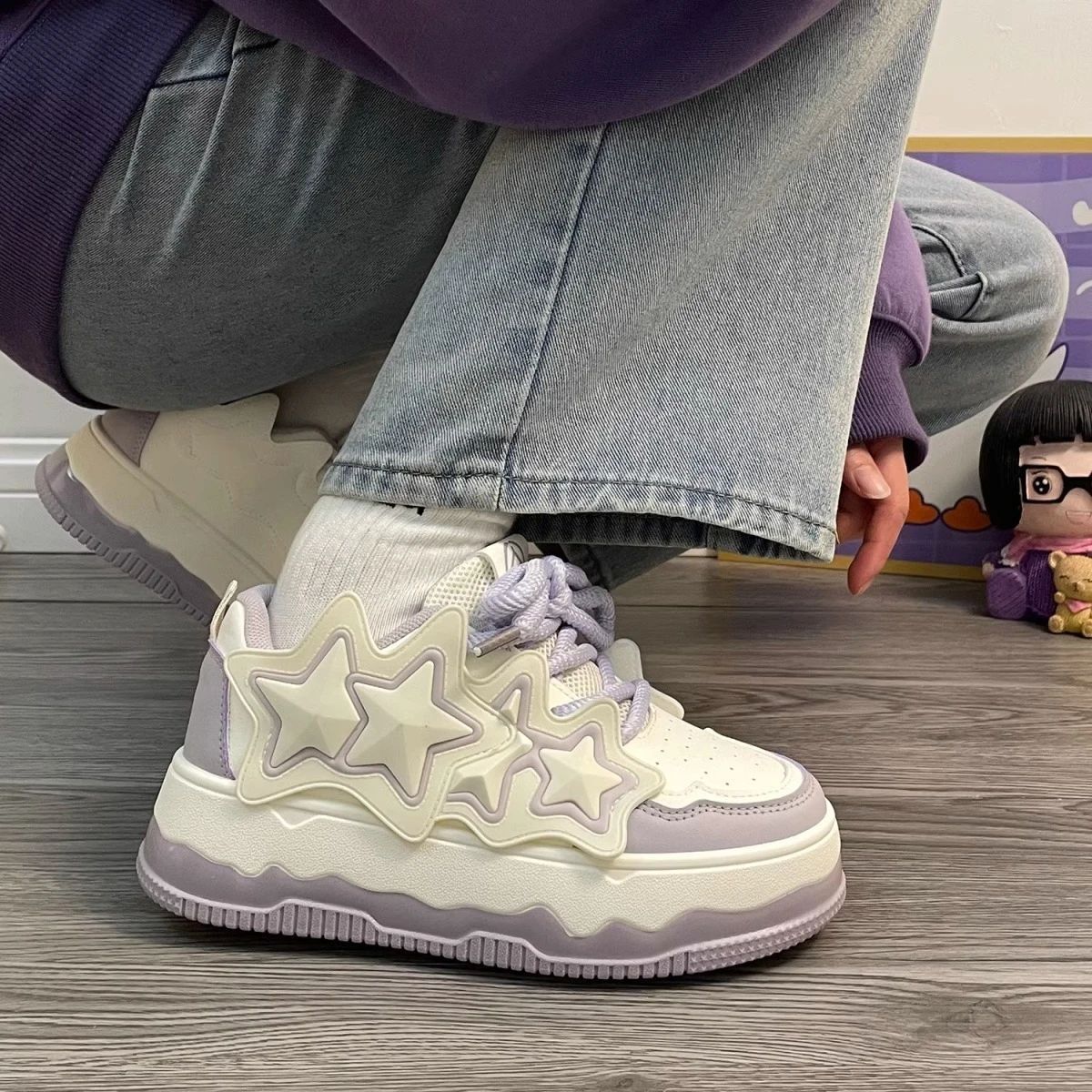Women's 2025 Spring/summer New Cotton Designer Shoes Personalized Small Multi Functional Sports Shoes Breathable Casual Thick Bottom White Shoes 