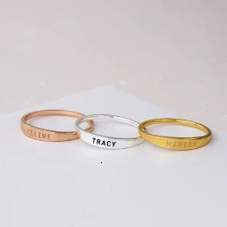 Non Adjustable Simple Custom Name Ring Personalized Stainless Steel Engraved Jewelry Valentines Day Couple Gift For Lover 250213