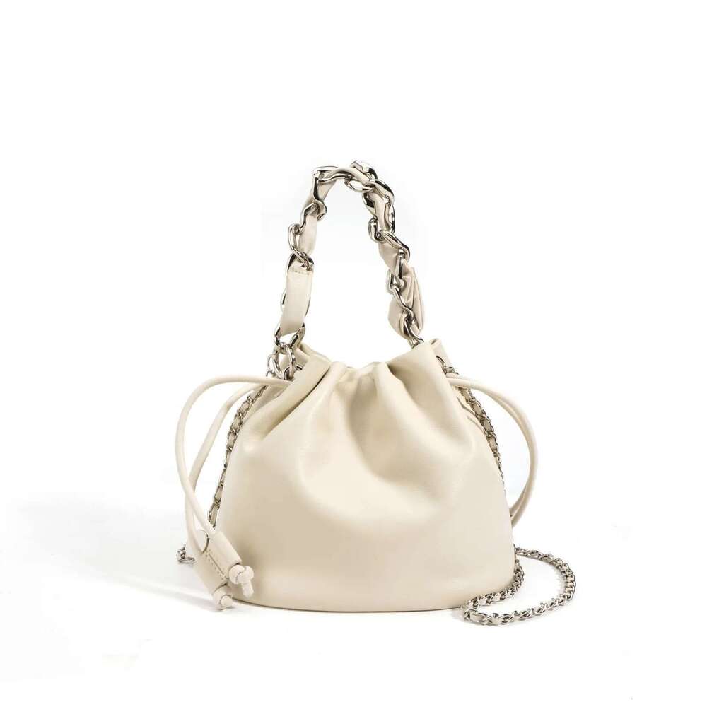 Factory Wholesale Mini Straw Crossbody Soft Leather Bucket Bags With Chain Shoulder