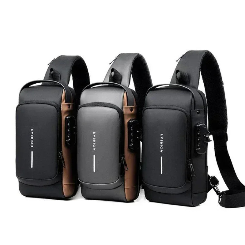 Mens USB charging cross body bag antitheft luggage shoulder bag school short distance travel messenger bag mens Oxford sling bag 250218