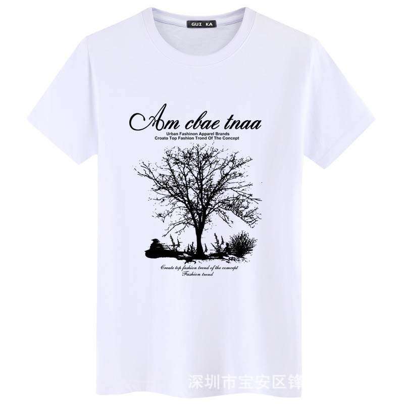 Men's short 2025 new summer thick cotton round neck half sleeved men's base T-shirt