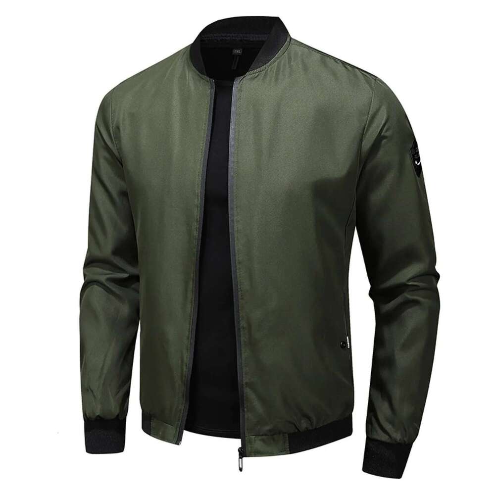 Men's high neck pilot jacket, monochrome jacket, Outchester casual windbreaker, long sleeved, outdoor sports, spring, autumn, document
