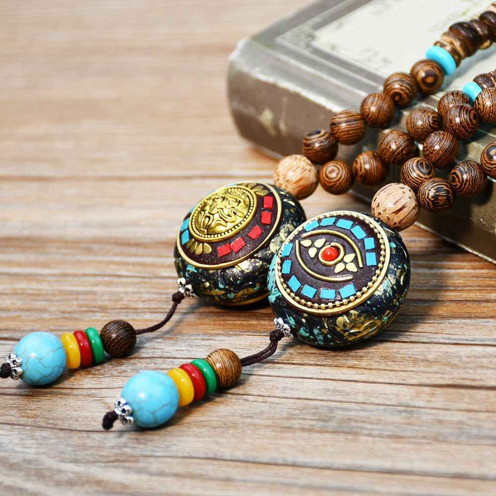 Pendant Necklaces Nepal Sweater Chain Womens Yiwu Accessories Bodhi Pendant Wood Bead Buddha Series Long Necklace H25219