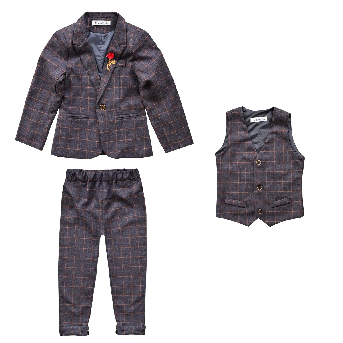 3 PCS Formal Boys Clothes Blazer Vest Pants Children Wedding Suits Tuxedos Kids Elegant Clothing Sets Boy Carnival Party Suit 250219