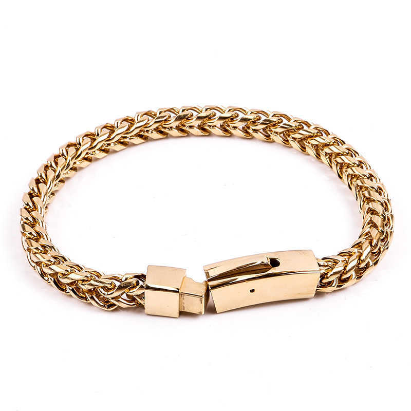 Charm Bracelets Titanium Steel Jewelry New Mens Trendy Square Button Bracelet Dragon Bone Titanium Steel Bracelet H25220
