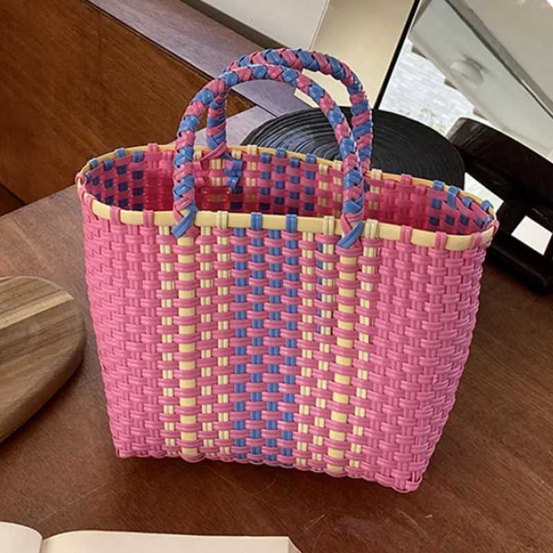 Large Capacity Tote Bag Fashion Vacation Women Bag New Portable Plastic Hand-Woven Bag Summer Beach Bag Z250219