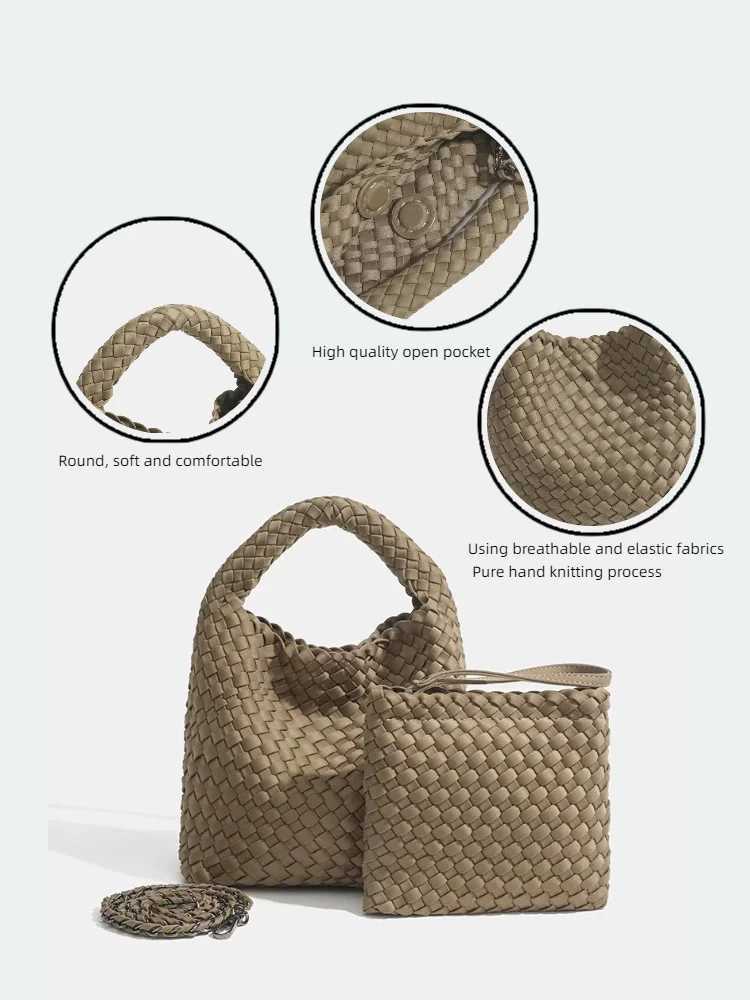 2024 trend womens braided handbags Nylon woven Casual tote bag Shopping travel Beach genuine brand Versatile bag in promot Z250219