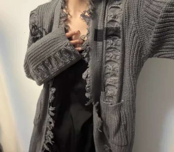 Vintage Grunge Loose Hollow Out Sweaters Fashion Gothic Punk Cross Letter Knitted Coat Y2k Streetwear Haruku Cardigans Women