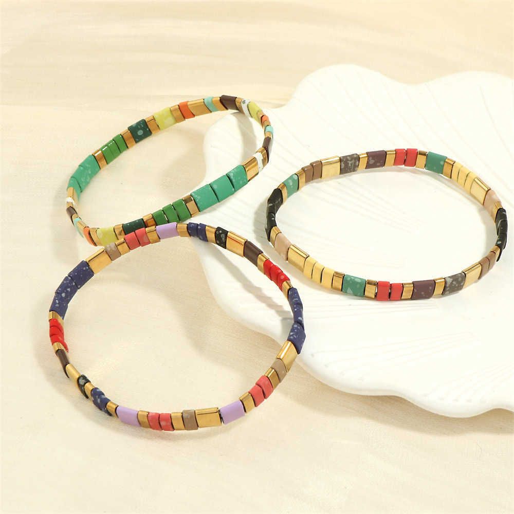 Charm Bracelets Beach Bohemian style design rainbow style fashionable Tila bead bracelet H25220