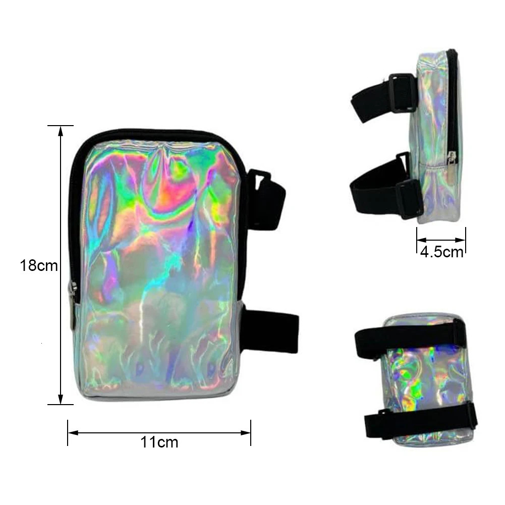 Womens Holographic Thigh Bag Adjustables Straps Waist Pouch For Outdoor Waterproof Running Sports Mobile Phone Holder 250219