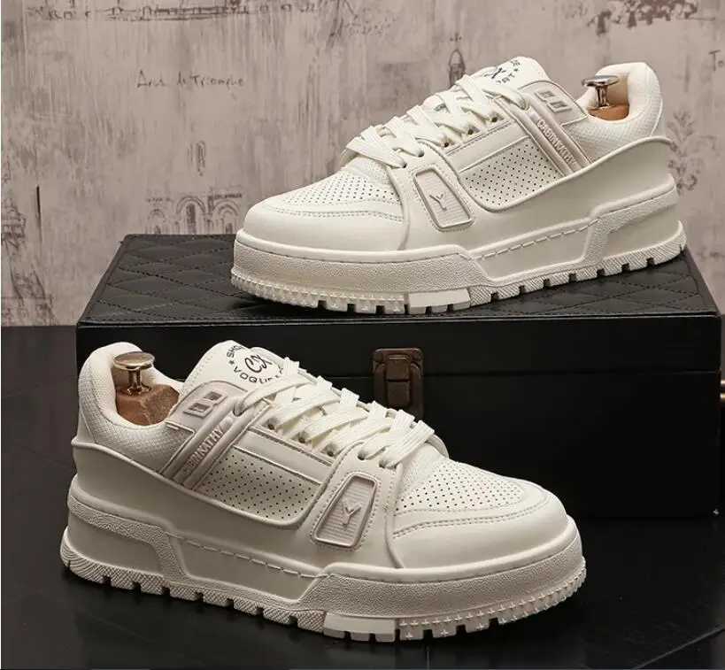 Sneakers Casual Mens Designer Punk Bling Board Shoes Fashion Microfiber Leather Breathable Height Increased Flat Platform ShoesC250219