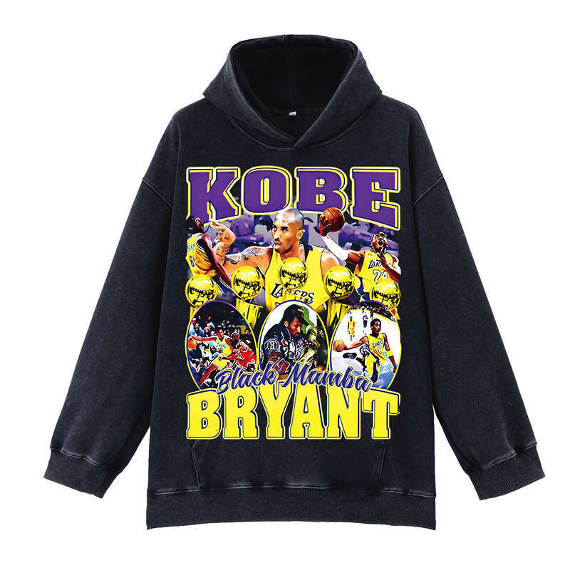 Hot! Water Washed Hooded Sweatshirt: Black Loose Shoulder Blank for Street Style