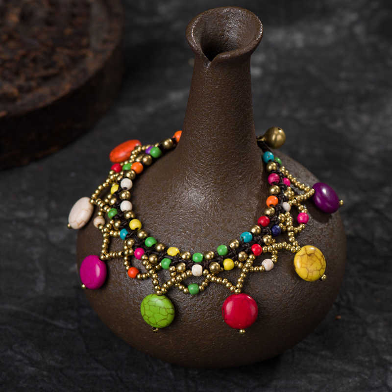 Charm Bracelets Bohemian style Mancheng jewelry pancake hand woven beach hollow Bracelet girl H25220