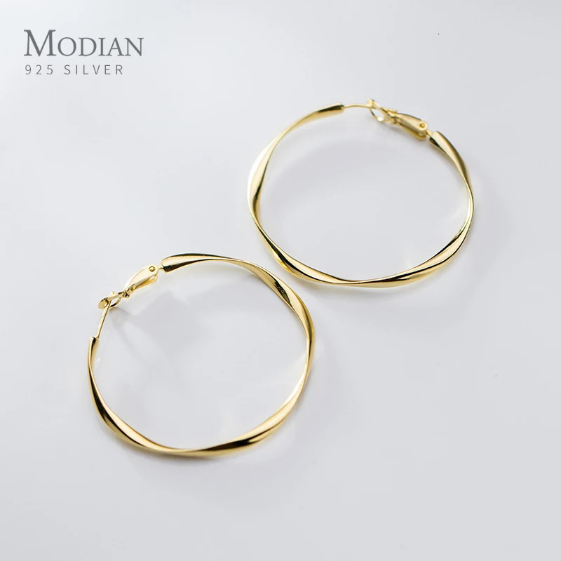 MODIAN Classic Hyperbole Womens Large Hoop Earrings Real 925 Sterling Silver Irregular Round Earrings Exquisite Jewelry Collection 250219