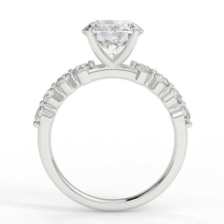 14k Gold Side Stone Round Moissanite Engagement Ring Simple Finger Ring Woman
