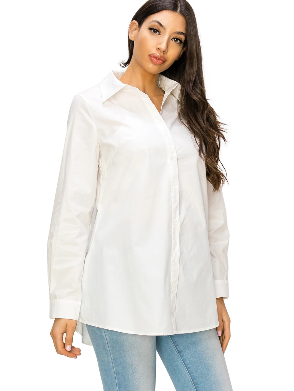 White Long Sleeve Cotton Button Down Shirts For Women Blouses Camisas De Mujer Ladies Tops Chemise Femme Womens Clothing 250219