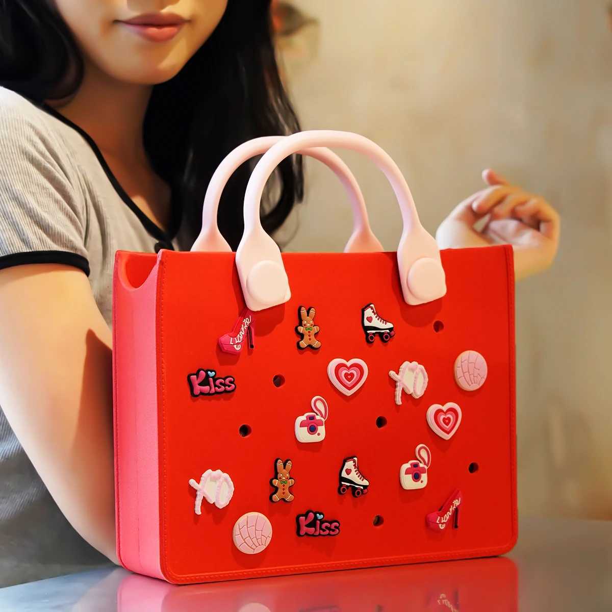 The Orange Guy NEW Casual Waterproof Travel Tote Bag Outdoor Beach Bags Women Fashion New EVA Punched Handbag Fit Charms Z250219