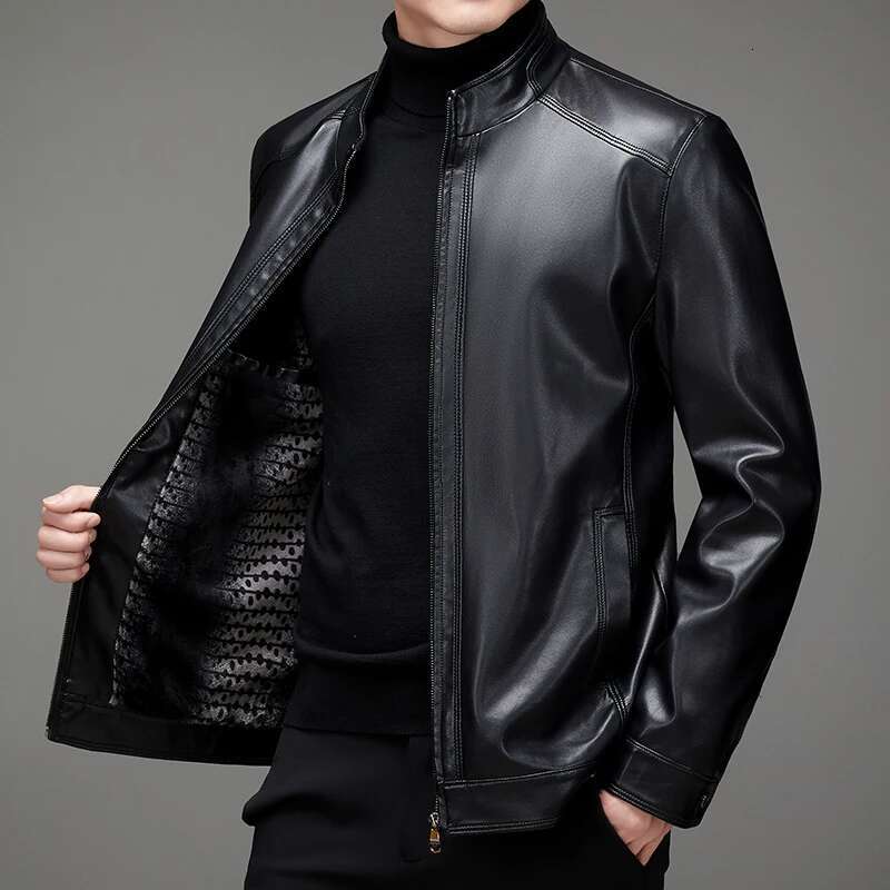 Autumn And Winter New High Quality Fashion Lapel Motorcycle Slim Stylish Men's Leather Coat M-7Xl