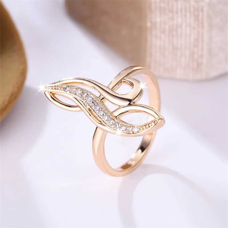 Unique Infinity Rings For Wen Geetric Tree Wedding Bands Champagne Gold Color White Zircon Cocktail Ring Party Jewelry X2502201