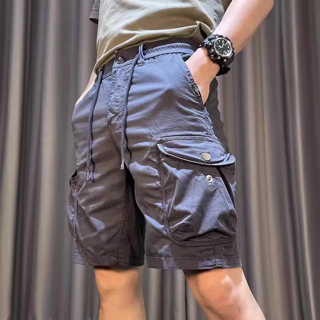 Summer mens cotton cargo shorts mens clothing casual breeze Bermuda beach jogging shorts multi pocket mens Y2k 250220