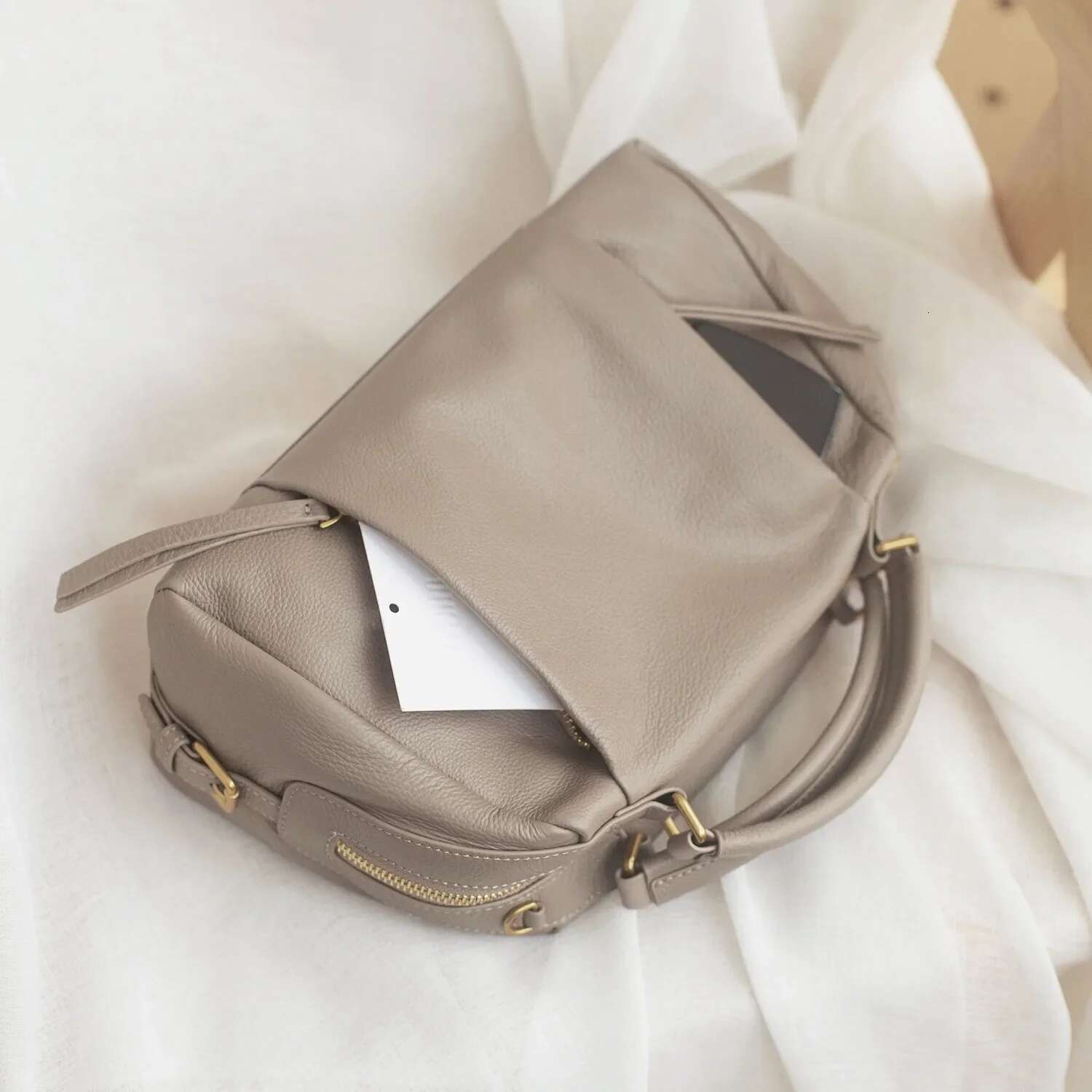 Classic Natural Cow Leather Women Shoulder Bag Grey Big Winter Soft Touch Cowskin Female Handbag High Quality Tote