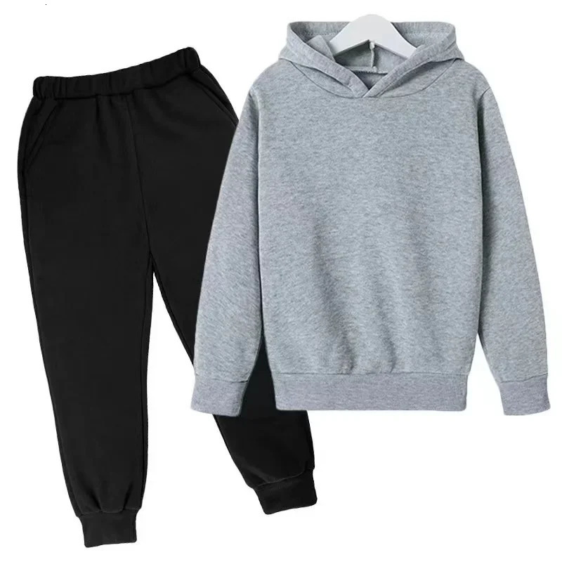 Kids Fashion 2pcs Pullover HoodiePants Suits 3-13 Years Boys Girls Casual Sportswear Tracksuits Children Clothes 250219