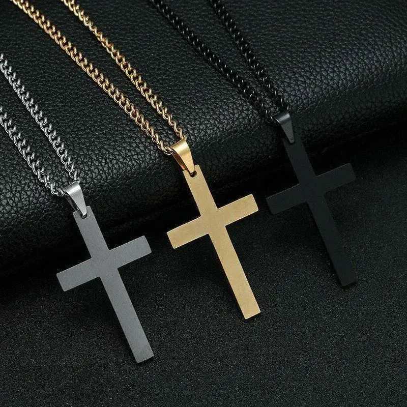 Fashion Stainl Steel Cross Pendant Necklace For Women Men Link Chain Charm Necklace Cool Boys Girls Punk Hip Hop Jewelry GiftXJ250219