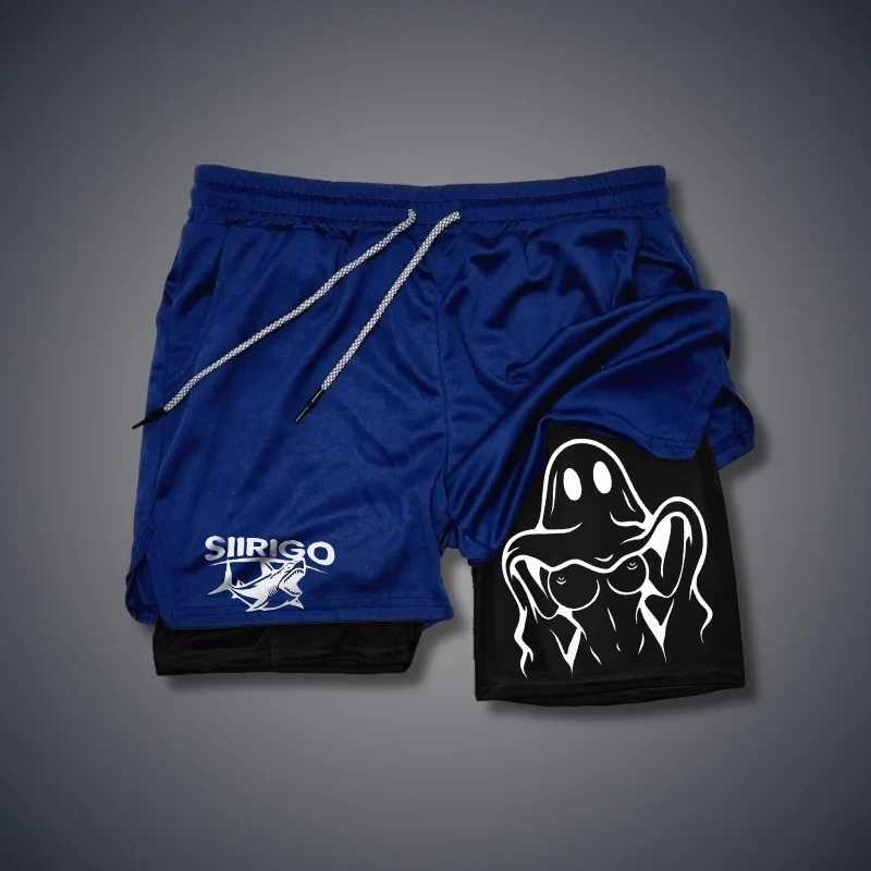 Double layered fitness shorts suitable for mens slim summer quick drying and breathable shorts for mens sports and fitness X250220