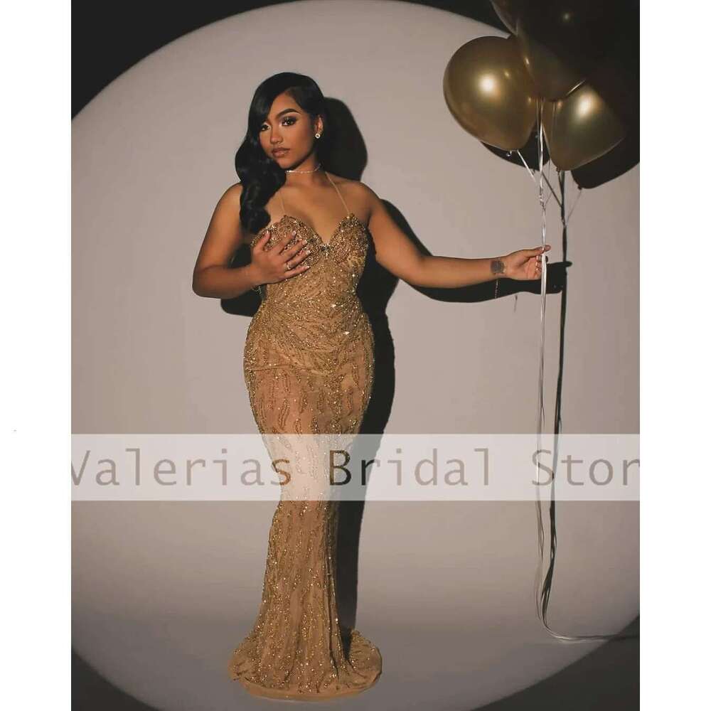 Worship golden dress with beads sequins without backrest illusion sexy birthday party prom dance dresses custom 2025