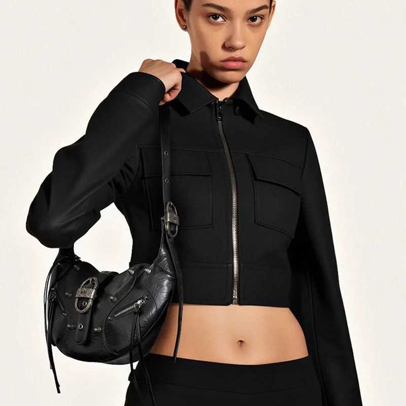 JW Croissant Niche Design Summer New Motorcycle Series Cool Shoulder Cross body Bag Y250218