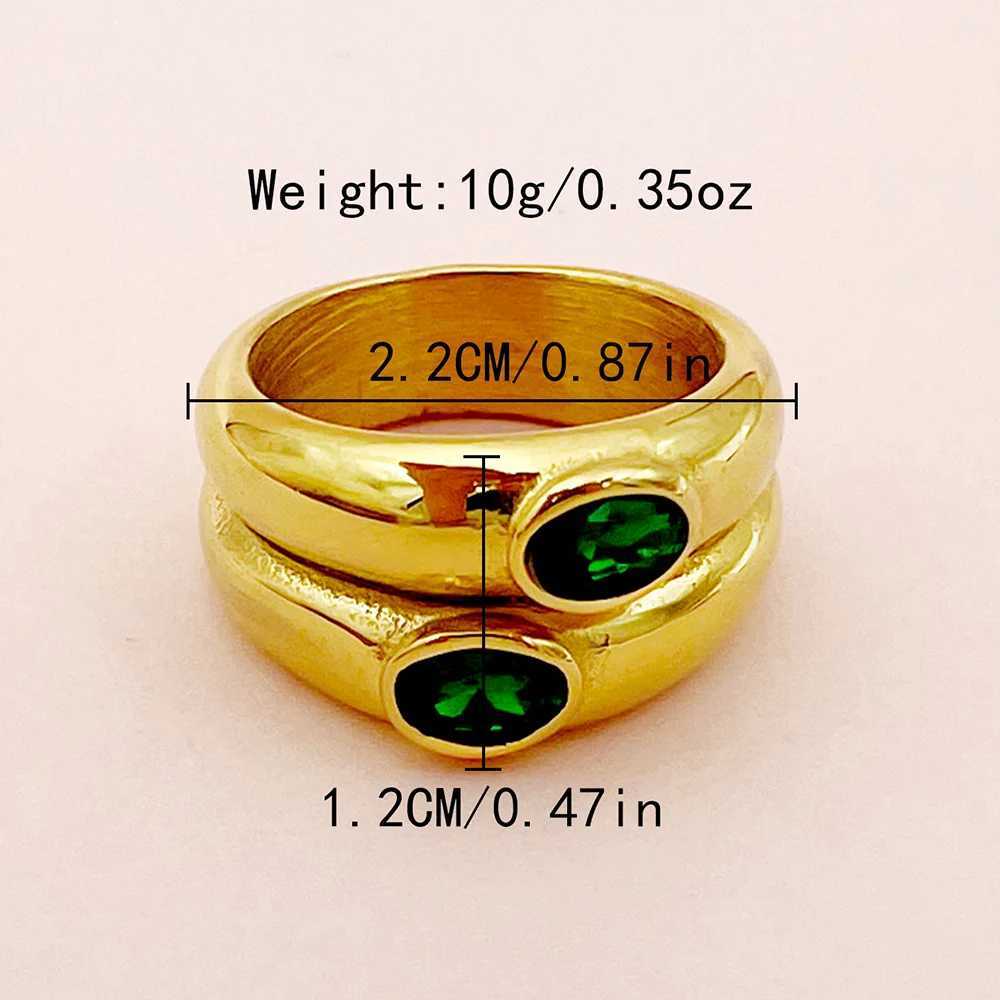 Vintage Stainless Steel Ring 14k Gold Plated Inlaid Zirconia White Emerald Or Black Match Daily Outfits Party Accessory X2502201