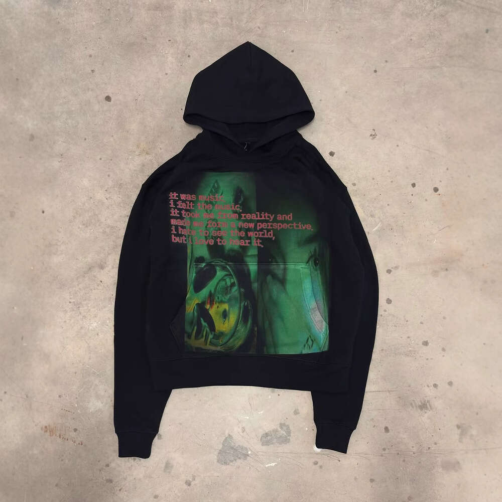 Personalized printed sweatshirt long sleeved pullover hooded jacket street trend y2k