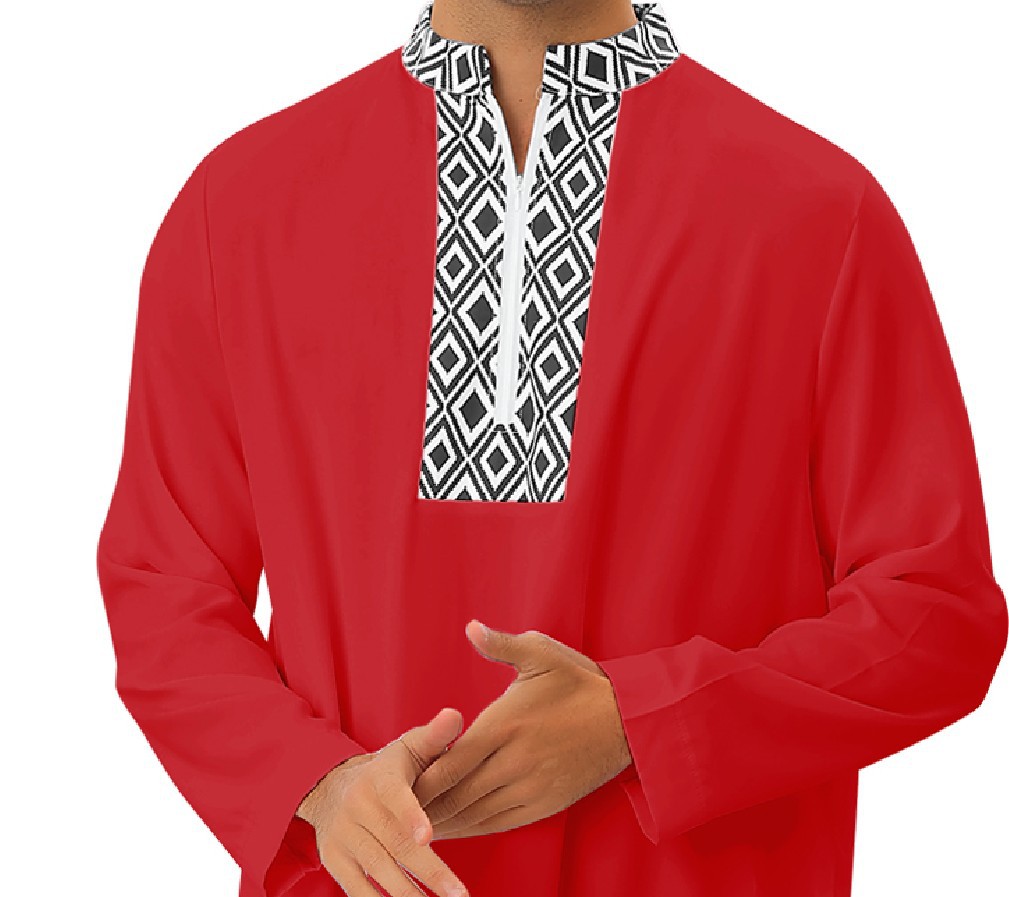 Ethnic Clothing New Muslim Middle East Arab Dubai Malaysian Men's Loose Robe Pocket Zip Shirt