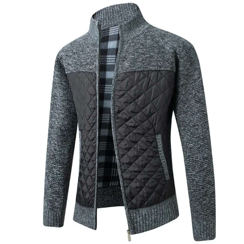 Zippered jacket high-neck cut covers for men, solid optics, warm sweater, autumn, winter, new