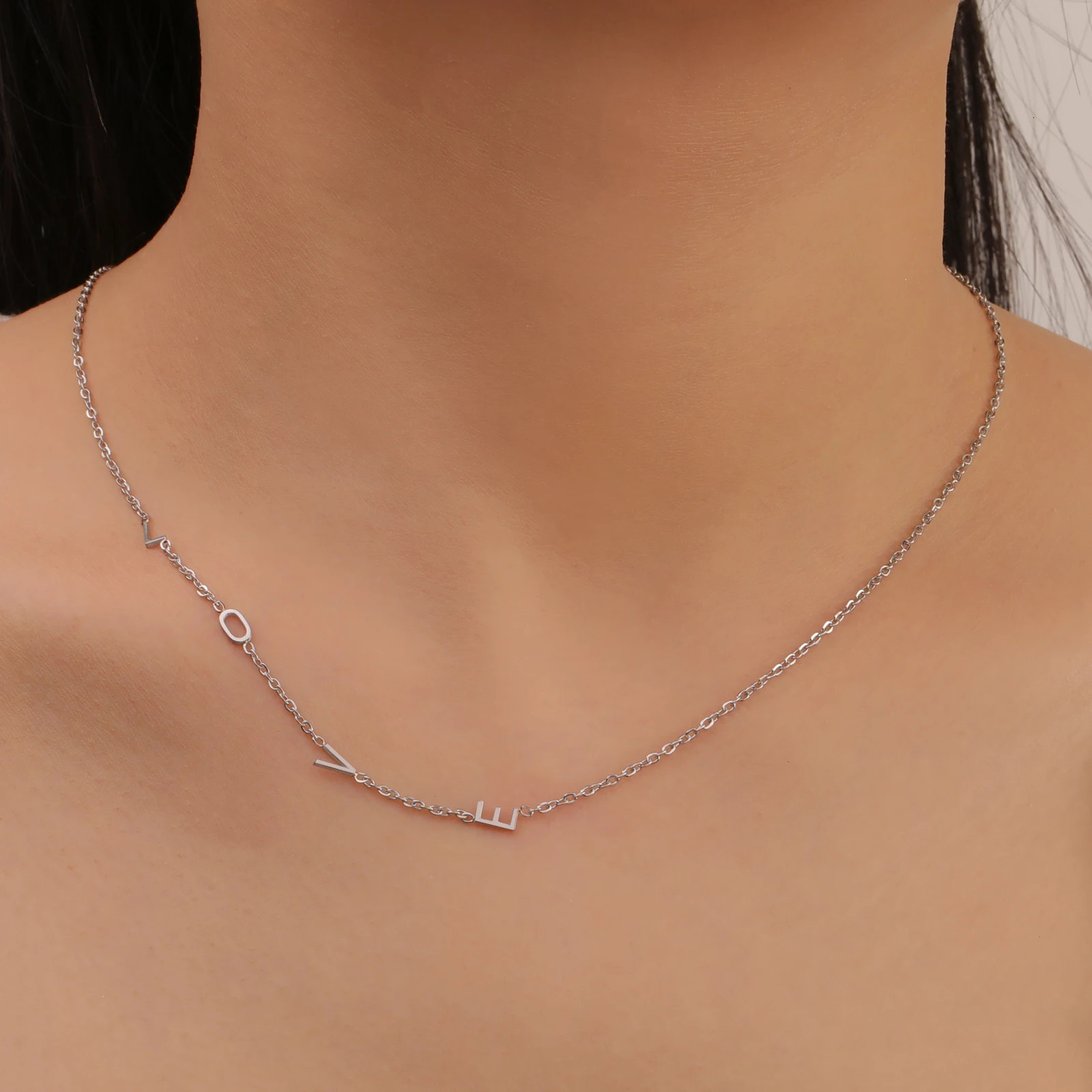Customized Womens Stainless Steel AZ Letter Personalized Necklace Jewelry Valentines Day Gift 250210
