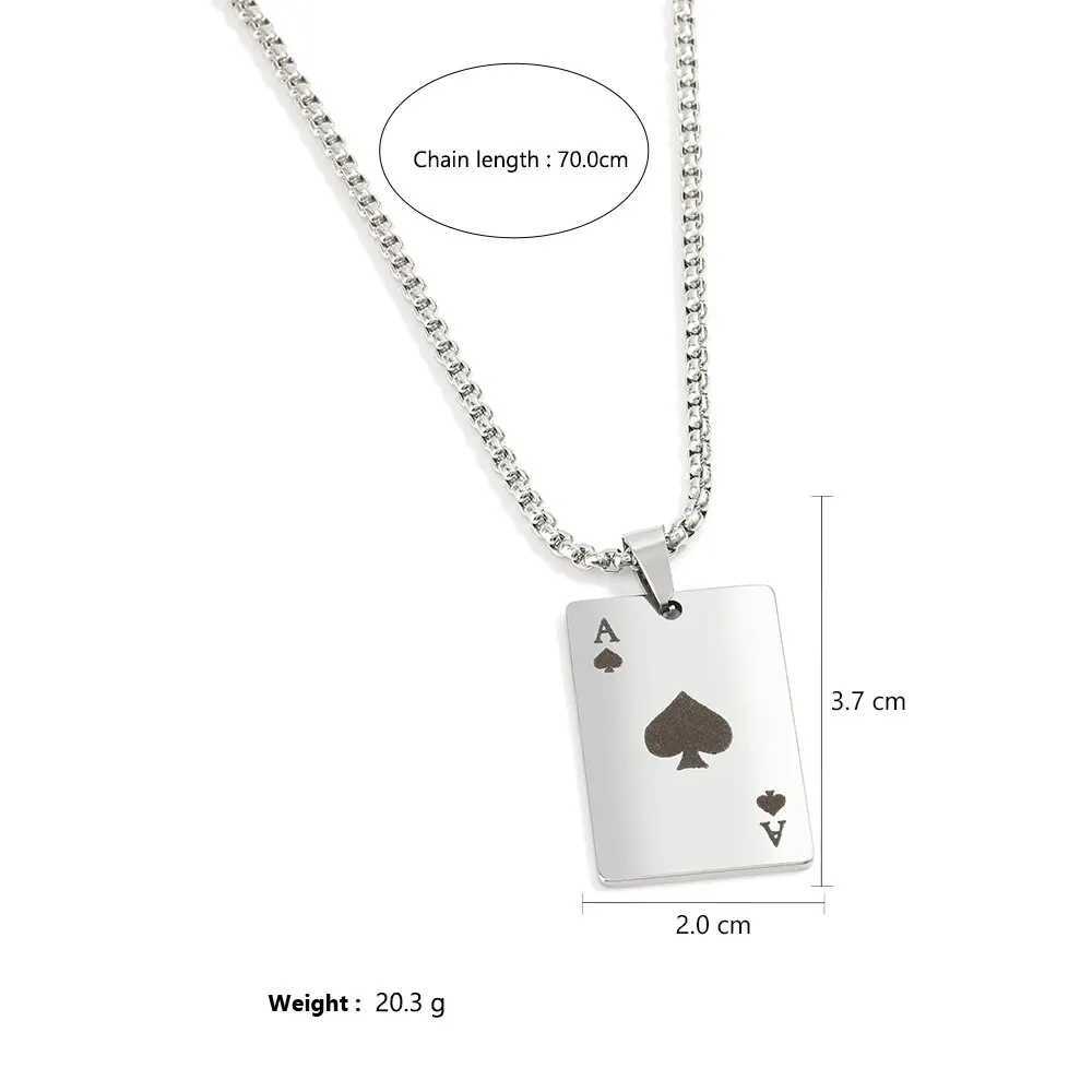2Piece Set Hip Hop Statement Stainl Steel Card Ace of Spades Necklace For Women Men Pendant Chain Playing Cards JewelryXJ250219