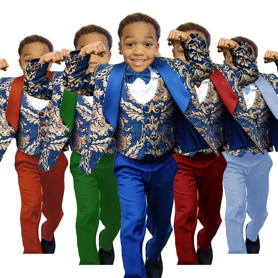 Jinhua Boys Suit 3 Piece Set Jacquard Blazer Wedding Kids Tuxedo Formal Jacket Pants Vest 2-16 Years Old Custom Dress 250219