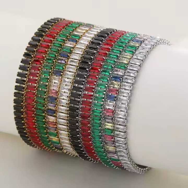 Charm Bracelets Internet celebrity crystal color diamond zircon bracelet single row full diamond fashionable tennis chain colorful bracelet H25220