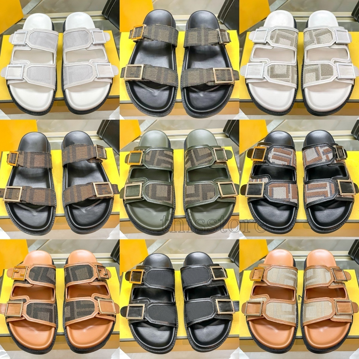 Women Luxury Sandals Designer Slippers Brand Slides Summer Beach Lady Colorful Canvas Letter Brown Anatomic Leather Outdoor Woman Casual Flip Flops Scuffs EUR35-42