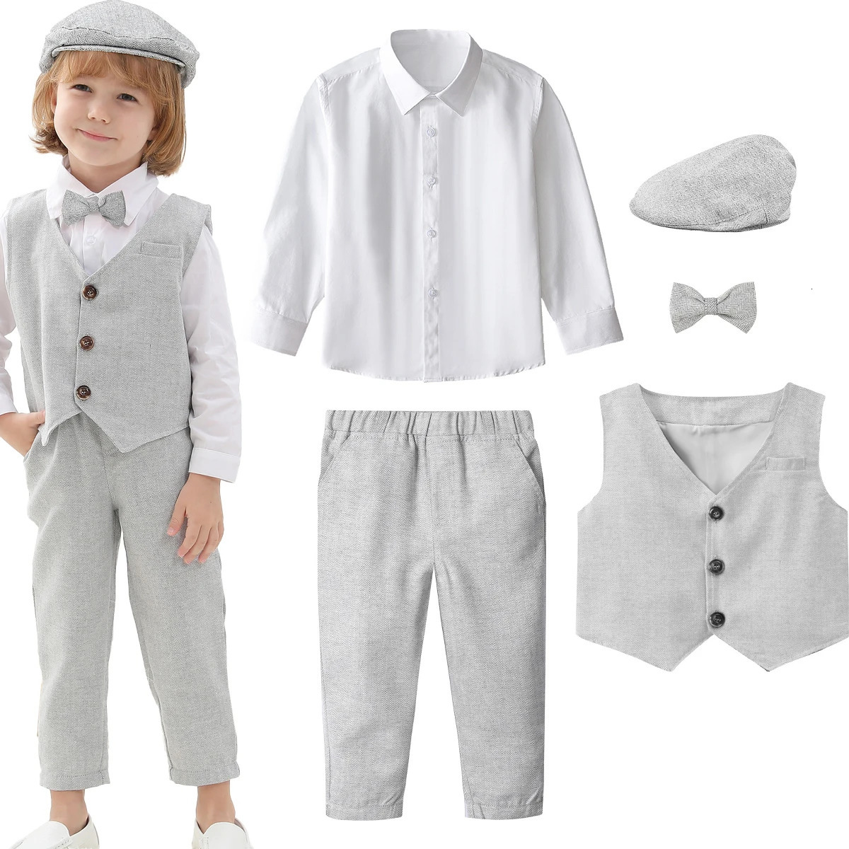 Kids Clothes Boys Wedding Suit Toddler Gentleman Outfit Infant Birthday Baptism Set Baby Formal Party Gift Christening Blazer 250219