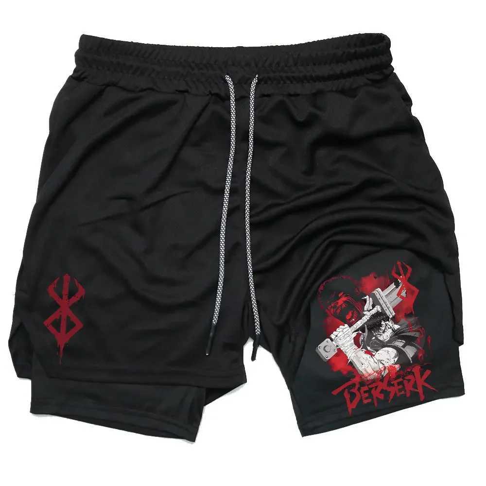 Anime Berserk Performance Shorts Men 2 In 1 Running QuiCK-Drying GYM Short Pants Workout Sportswear Basketball Shorts X250220