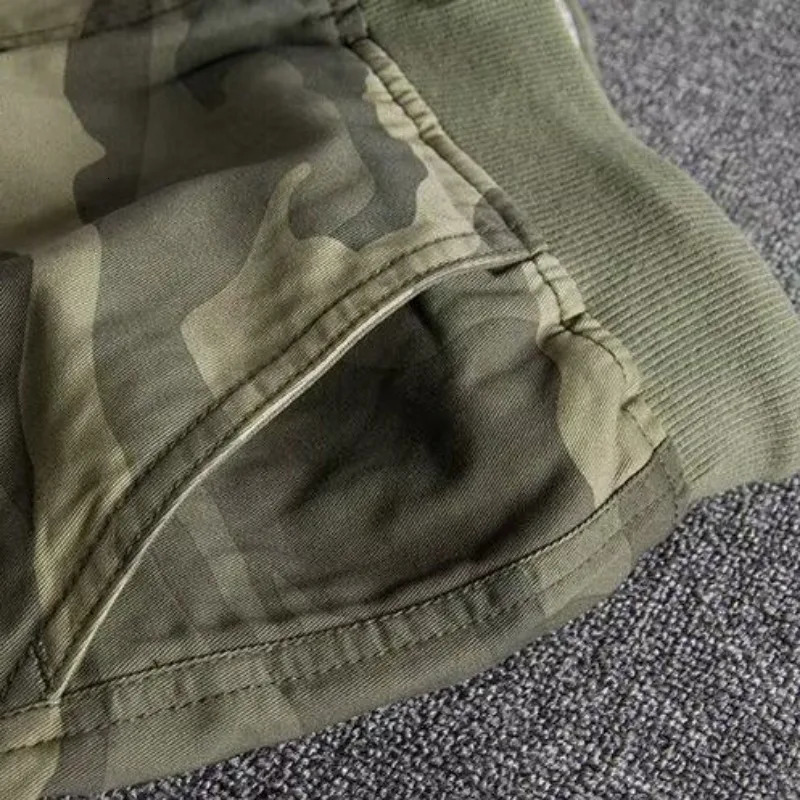 Mens cargo shorts with elastic waist camouflage drawstring shorts mens camouflage green er comfortable clothing Y2k style 250220