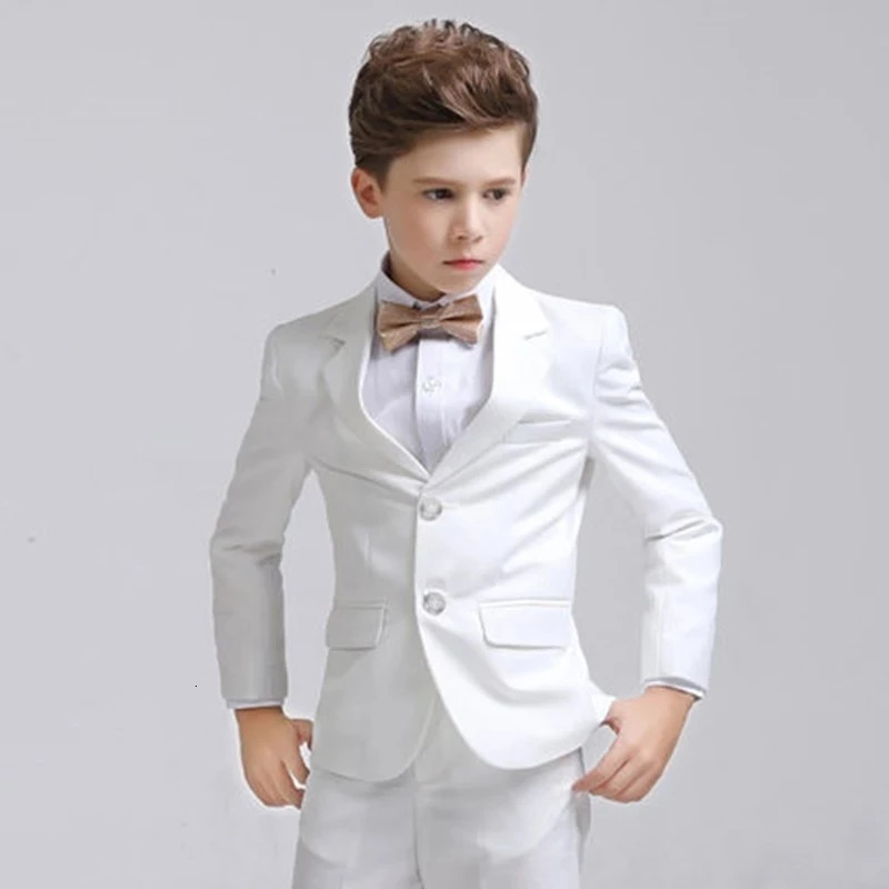Kids Boys White Blazer Vest Pants 3PCS Set Children Baptism Wedding Prom Suit Baby Boy Elegant Dress Teenager Party Costume 250219