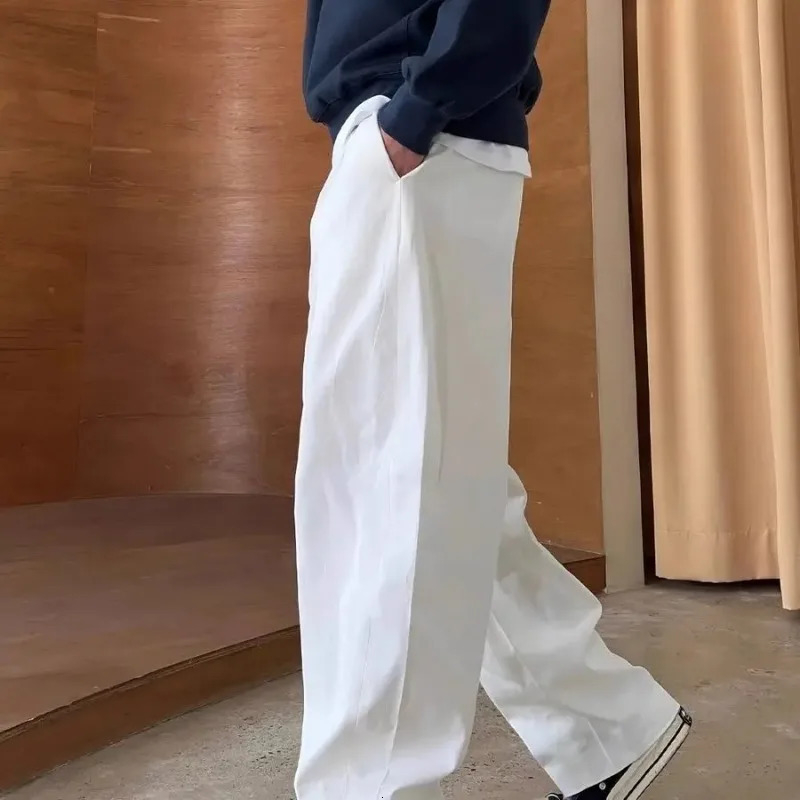 Tailoring Summer Baggy Cool Wide Ice Silk Business Thin Loose Cooling Straight Mens Casual Pants Office Trend Y2k Male Trousers 250218