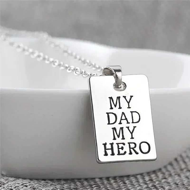 Fashion Jewelry MY DAD MY HERO Necklaces Pendant Square Tag Necklace for Men Women Fathers Day Gift ChokerXJ250219