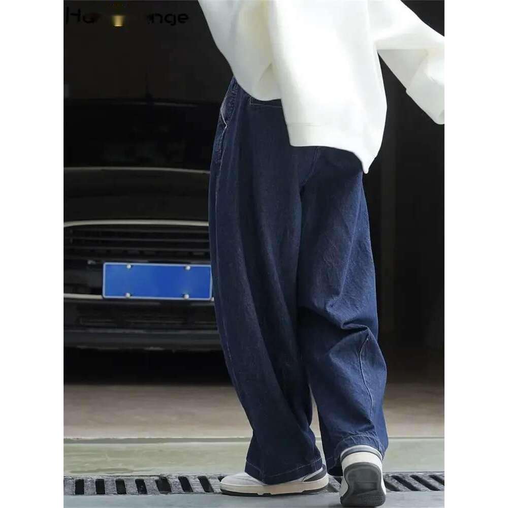 2025 Spring Curved High-Waist Wide Leg Jeans Women Loose Thin Casual Denim Pants Female Navy Blue
