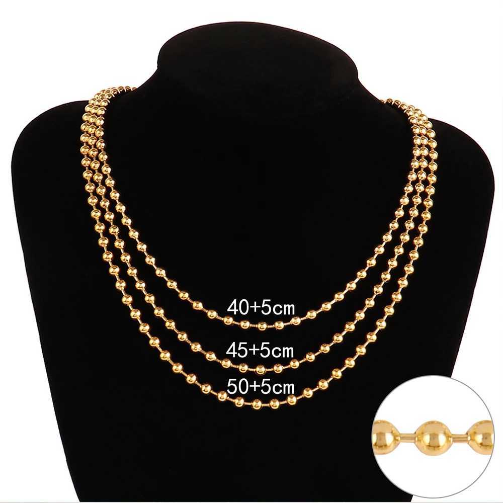Stainl Steel Necklace For Women Men Gold Color Round Ball Chain Beads Chain Necklaces Choker Jewelry WholesaleXJ250219