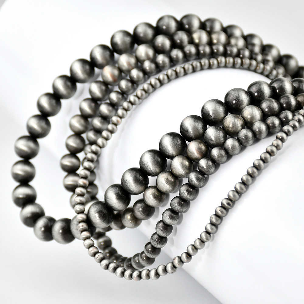 Pendant Necklaces Navajo style antique brushed tin CCB round bead necklace popular Western style jewelry for womens niche market H25219